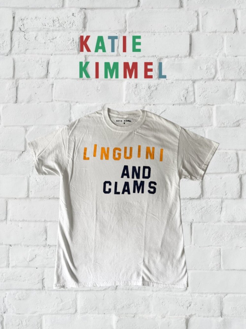 Katie Kimmel Linguini & Clams Graphic T Shirt Ivory Size M